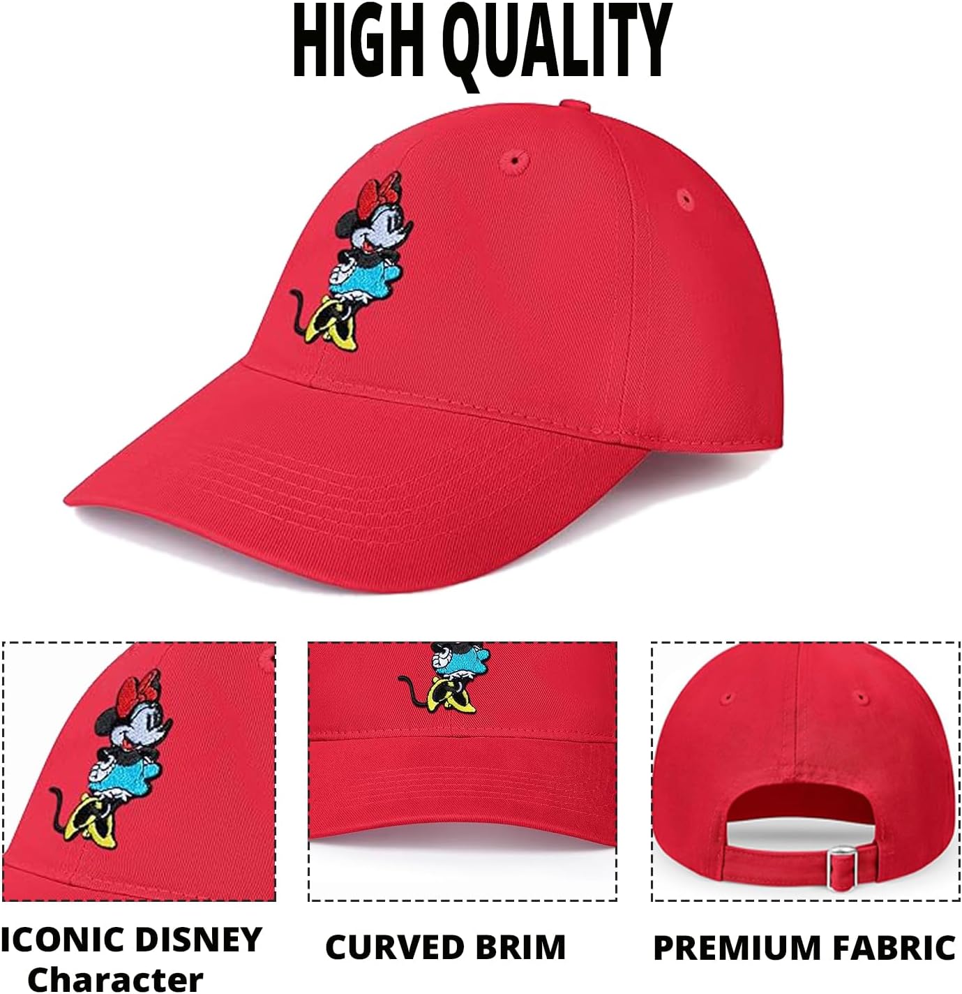 Disney Adult Baseball Cap, Minnie Mouse Adjustable Dad Hat - Image 5