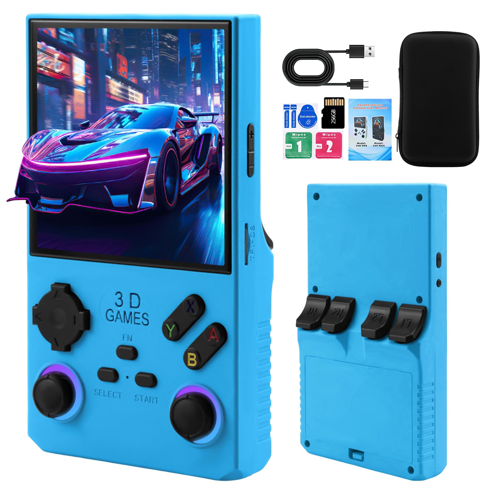 2026Newly Upgraded V40 MAX Retro Handheld Game Console with 256G Built-in 20000+ Classic Games, 4.0 Inch 4K HD IPS Screen Open Source Linux System,