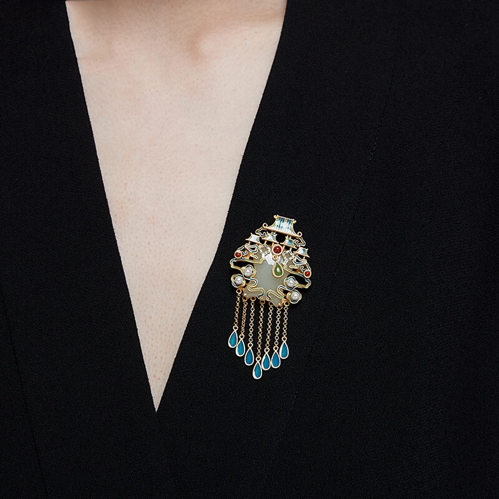 Brosche Frauen Klassische Brosche Hetian Yu Elegante Damen Corsage Accessoires Cheongsam Hanfu Mantel Mantel Pin geliebten Menschen Broschen & Anstecknadeln