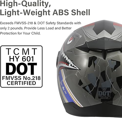 Miniatura 2 de TCMT - Casco integral para jóvenes y niños, para motocross, bicicleta de montaña BMX, MX, ATV, bicicleta de tierra, calle, con visera solar, para