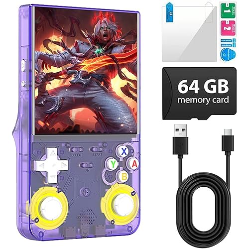 2025 New Upgrade R36ULTRA Retro Handheld Game Console with 64G Built-in 21000+ Classic Games,Portable Hand Held Open Source Linux System 4.0-in 4k HD IPS Screen Video Player (Purple)