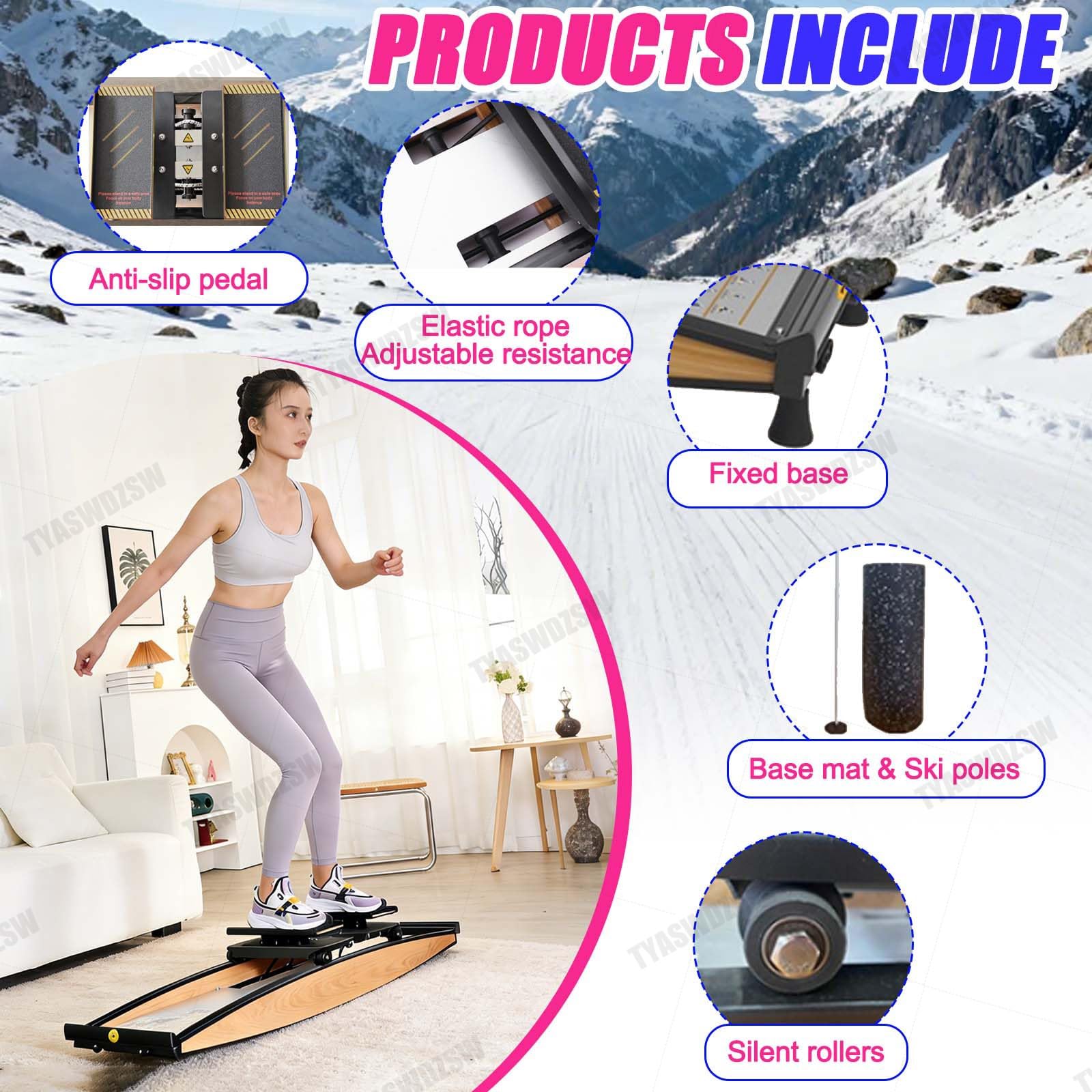 Ski Erg Maschine Für Den Heimgebrauch, Multifunktionaler Ski Trainer Mit Matte & Stöcken, 0-100kg Verstellbarer Magnetwiderstand Für Effektive Fettverbrennung Für Fitnessstudio