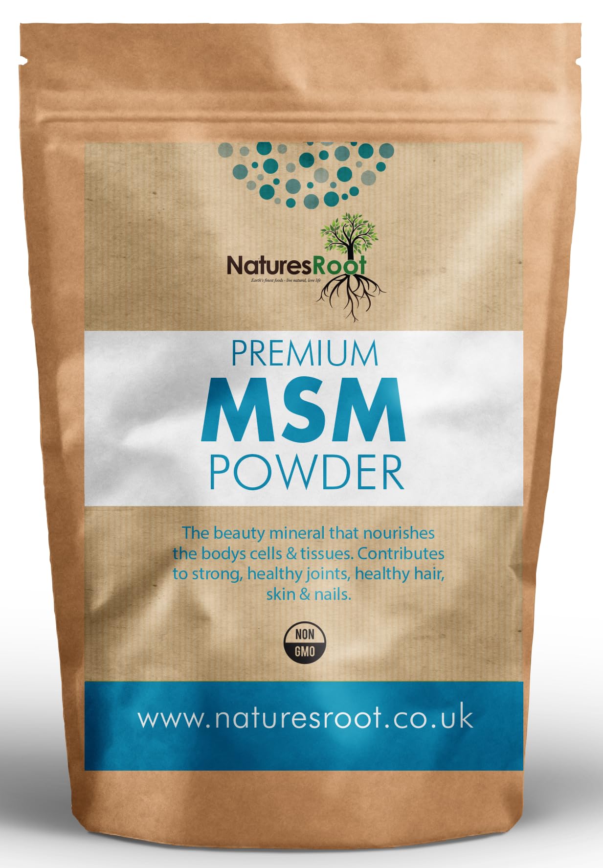 Nature’s Root MSM Powder 125g – Premium Plant-Based Sulphur – Pure Methylsulfonylmethane – No Additives – for Hair Skin Nails & Joints
