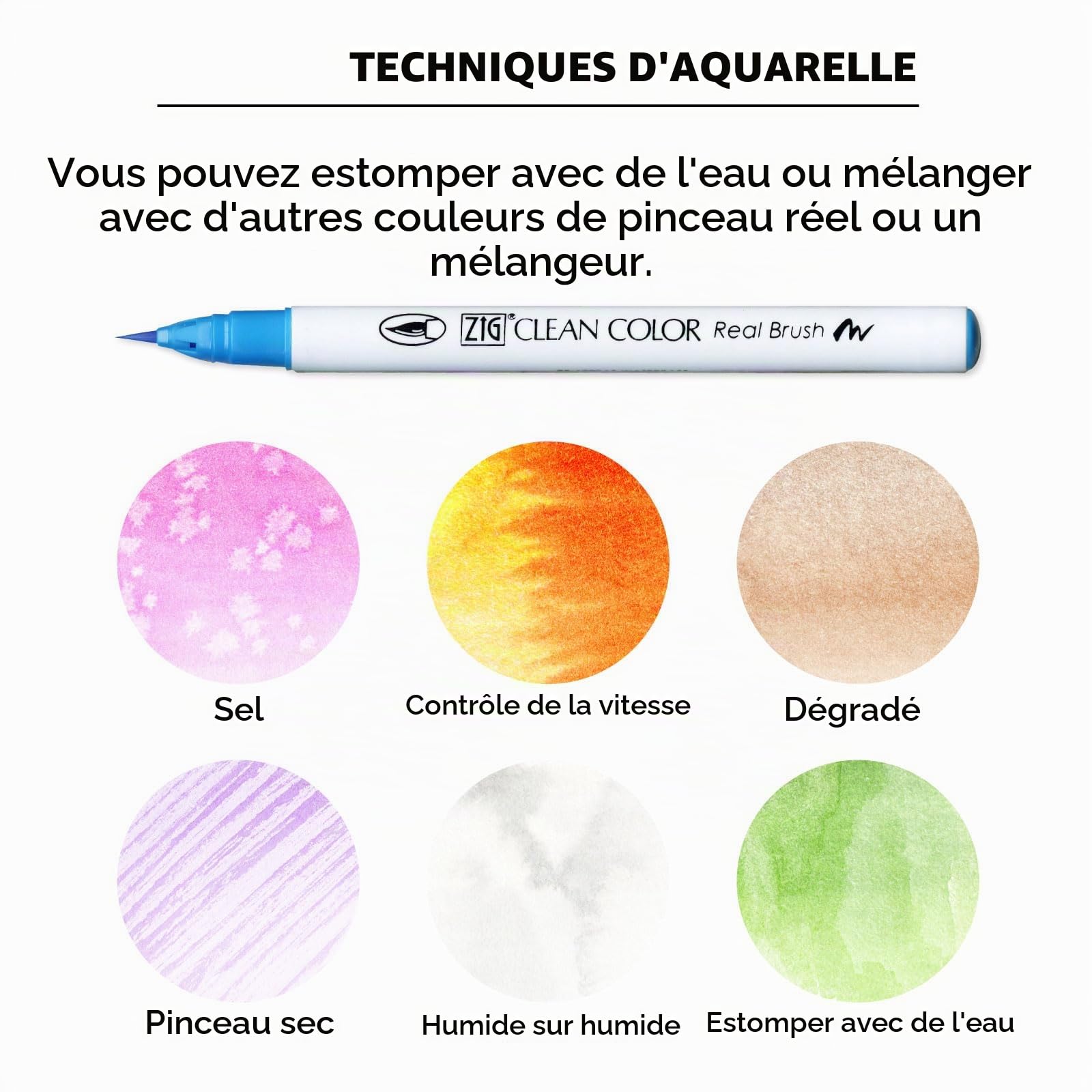 Kuretake ZIG CLEAN COLOR Real Brush Set (24 colors), Aquarelle Peinture Extra Fine Brush Pen, RB-6000AT/24V