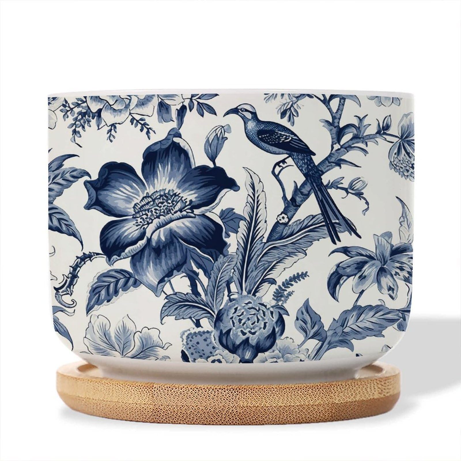 中国　花図　鉢 Amazon.com: SEEKIS Blue and White Hexagon Porcelain