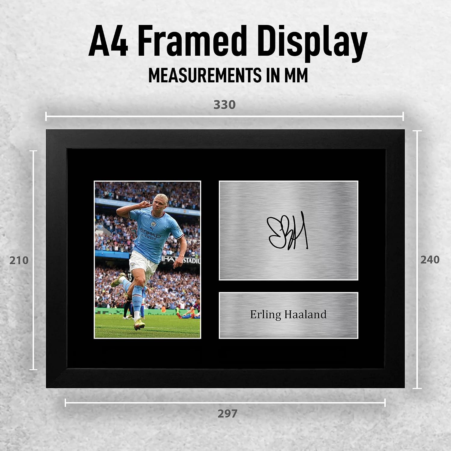 HWC Trading FR A4 Erling Haaland Manchester City Gifts Printed Signed Autograph Picture for Football Fans and Supporters - A4 Framed - Image 3