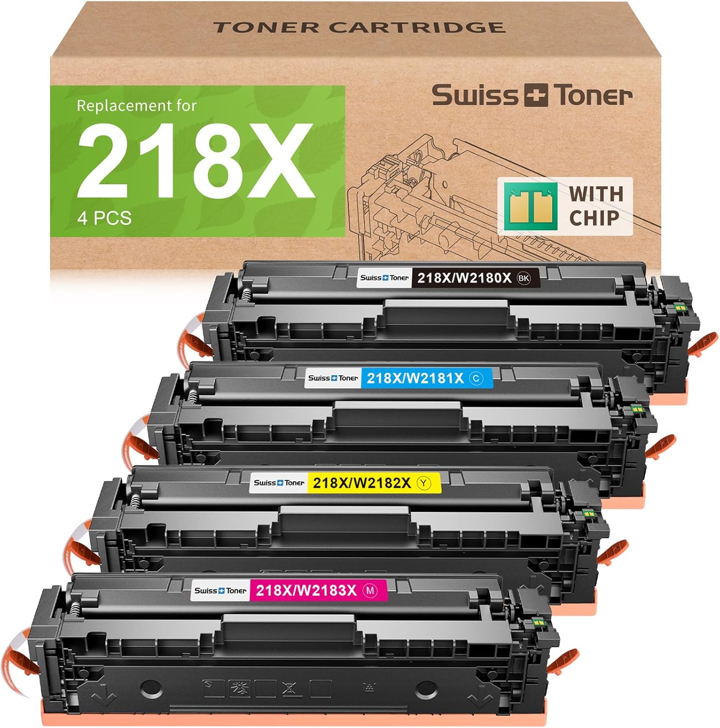 218X Toner Cartridges 4 Pack Compatible Replacement for HP 218X 218A Toner Color LaserJet Pro 3201dw MFP 3301fdw 3301sdw 3301cdw Printer (Black/Cyan/Yellow/Magenta)