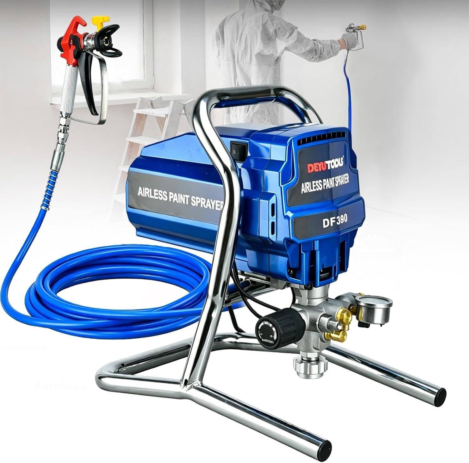 XUXIAO 1800W Electric Paint Sprayer, 3000PSI High Pressure Airless Sprayer, DIY Painting Projects Home Interior & House Exterior, for Home & Commercial