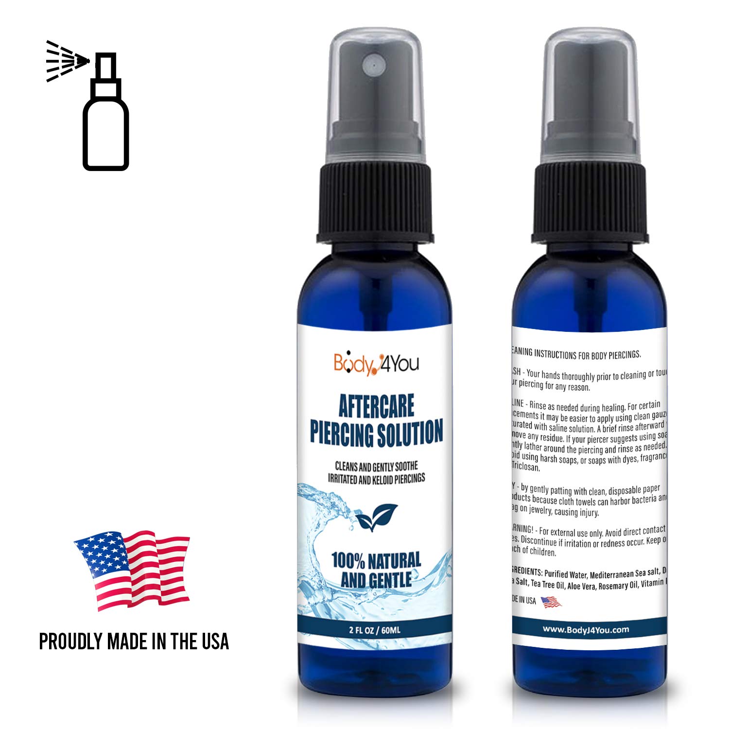 Buy BodyJ4You Piercing Aftercare Saline Cleanser Spray Gauges Ear