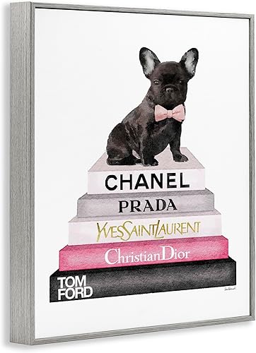 Miniatura 3 de Stupell Industries Bulldog francés de moda Book Stack