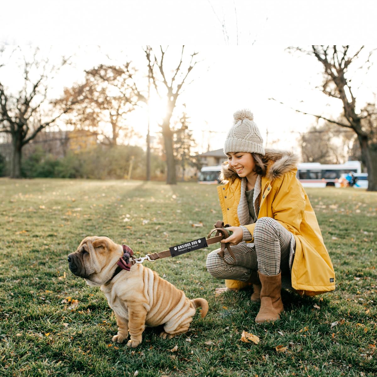 Please Don't Pet / Anxious Dog Friendly - Juego de 2 fundas para correa para perros de rescate y perros ansiosos, incluye 2 fundas rojas y negras para regalo de cumpleaños de mascotas