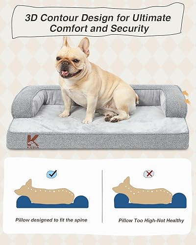 Miniatura 4 de KSIIA Cama lavable para perros mayores de gran tamaño, sofá ortopédico cálido y suave para mascotas, sofá impermeable para mascotas con lados,