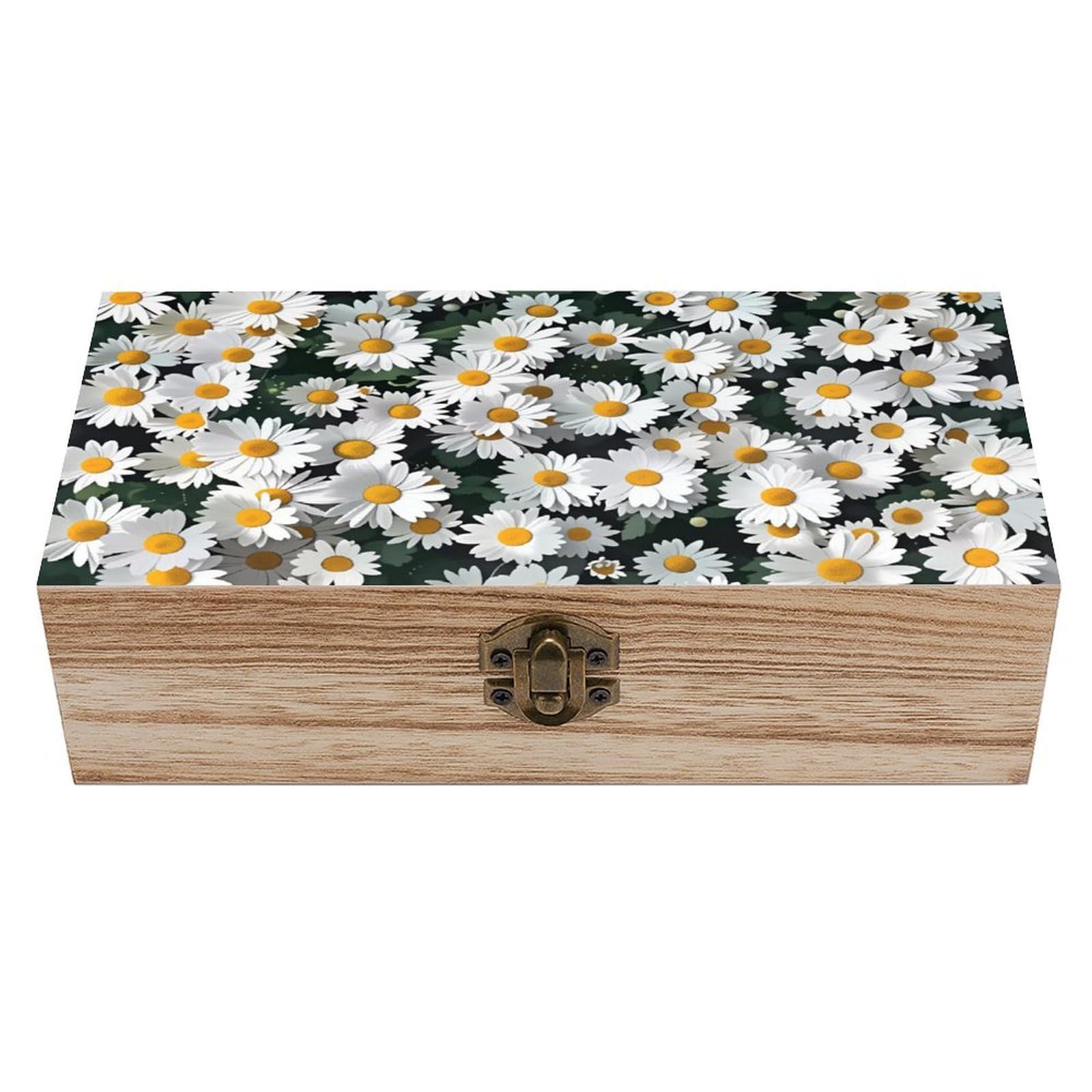 asbwuo Fresh Daisy Flower Vintage Wooden Keepsake Box