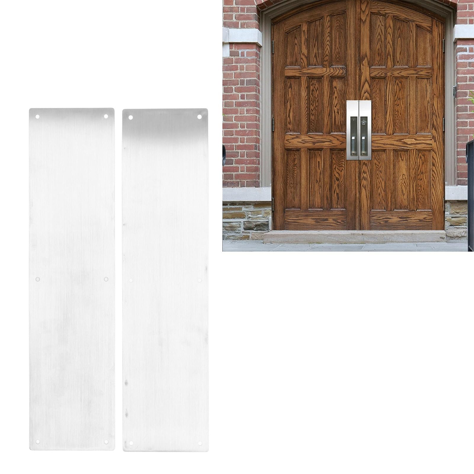2pcs Porte de Porte Plaque de Coup de Pied Décorative Plaque de Protection de Porte à Rayures 304 Plaque de Coup de Pied de Protection de Porte en Acier Inoxydable pour Les