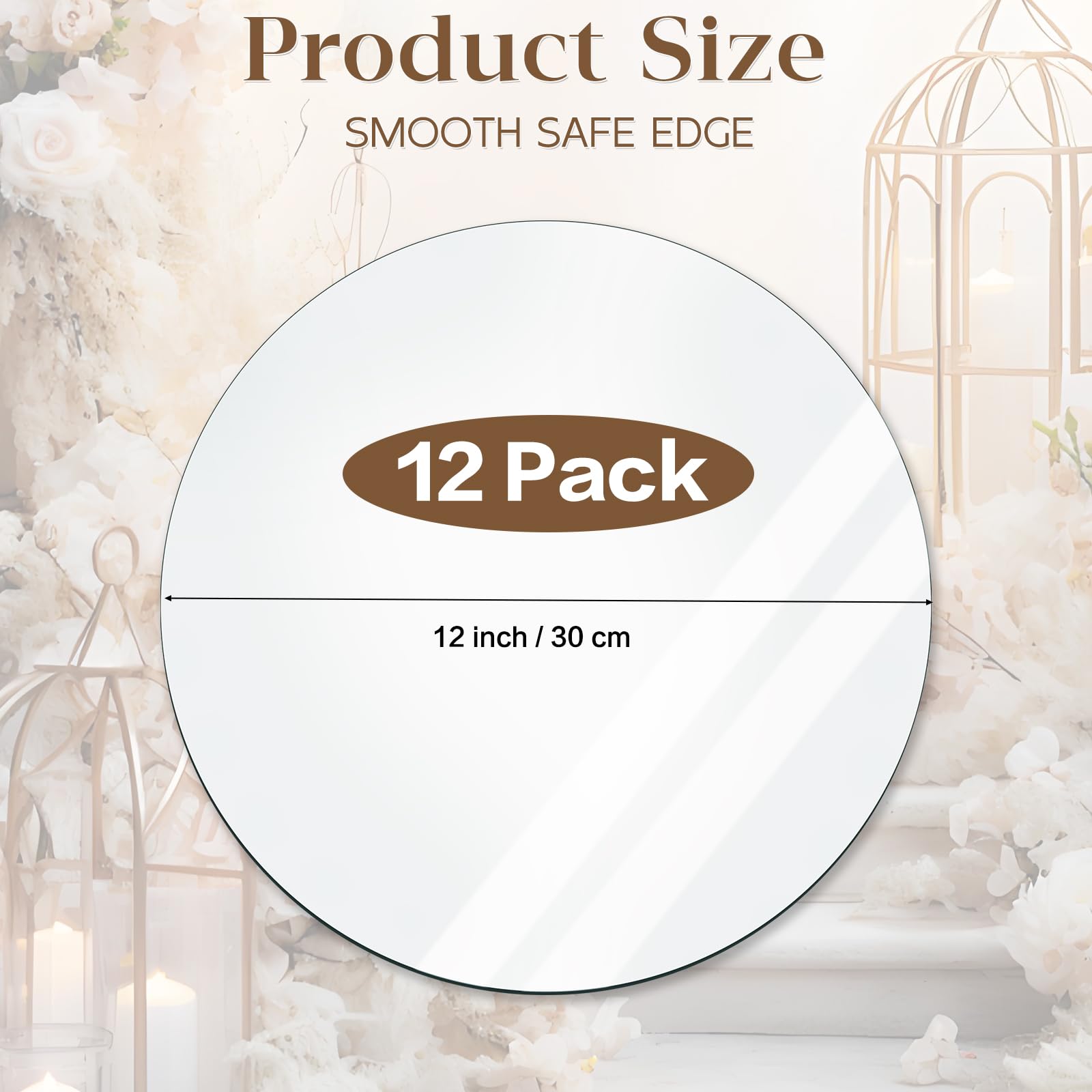 Cheardia Lot de 12 assiettes rondes en verre de 30,5 cm pour tables - 1,7 mm d'épaisseur - Pour décorations de mariage, fête, décoration murale