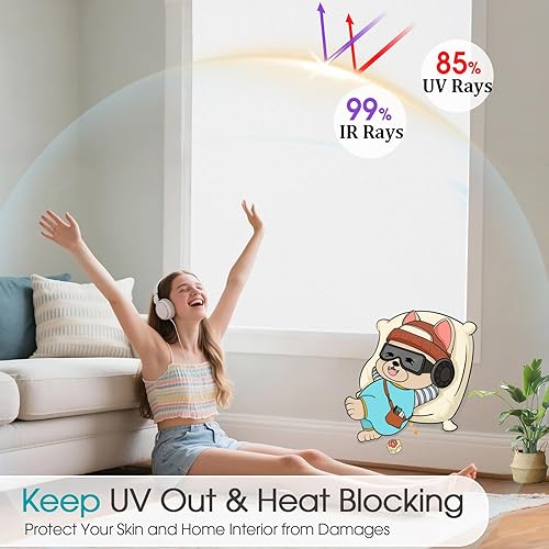 Miniatura 4 de Coavas Película de privacidad para ventana, vidrio esmerilado, película de teñido de ventana con bloqueo de calor, para el hogar, no adhesiva,