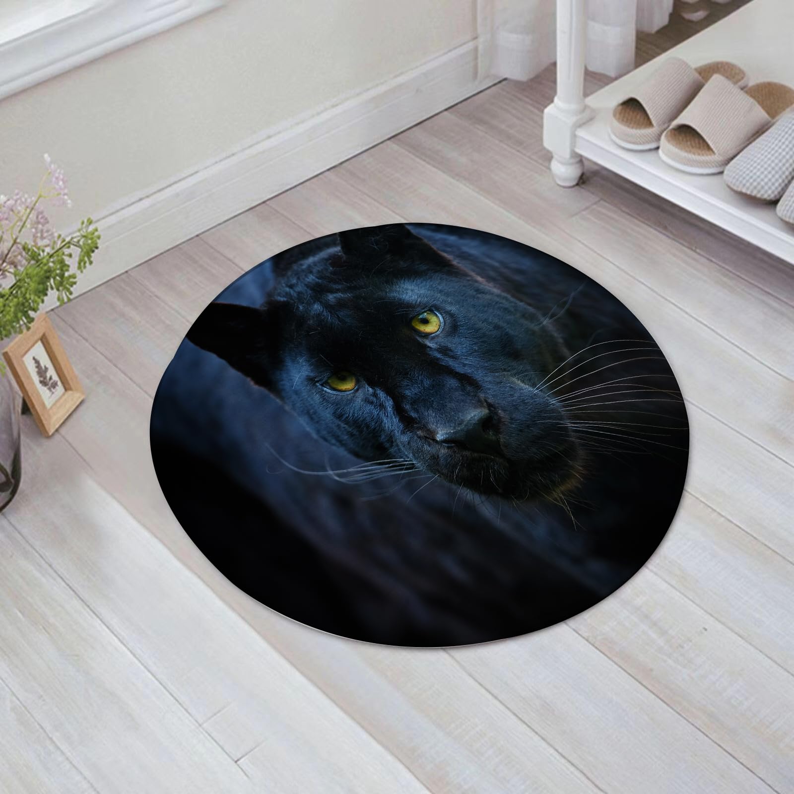 EMFSLA Bath Mat 24x24 in,Black Panther,Non-Slip Bathroom Mat Machine-Washable,Ultra Soft and Water Absorbent Bath Rug for Bathroom