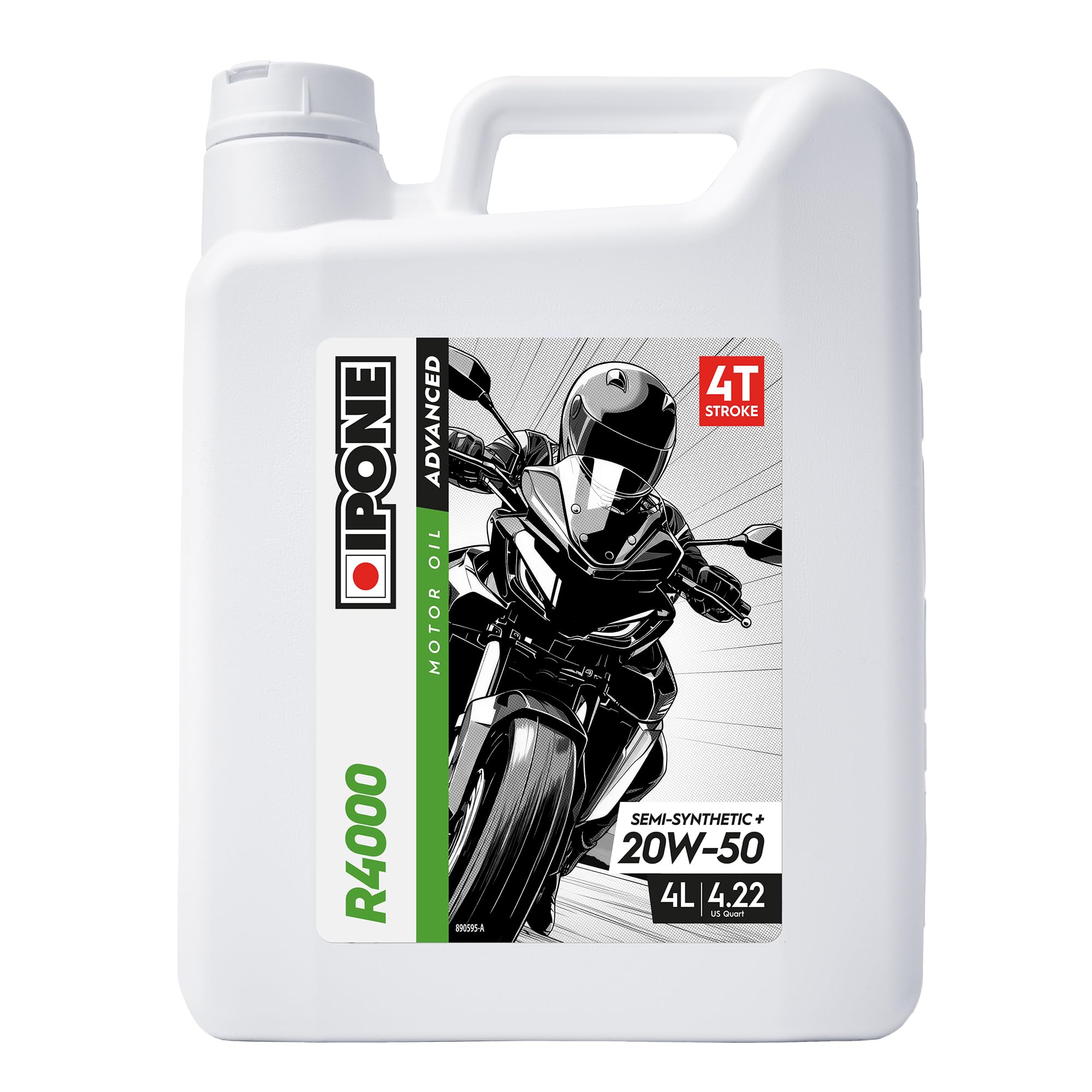 IPONE – Aceite de Motor para Moto 4 Tiempos 20W50 R4000 – Envase de 4 Litros – Semi-Sintético+ –Gama Advanced -Protección duradera del motor –Mayor vida útil del aceite –Limpieza del motor garantizada