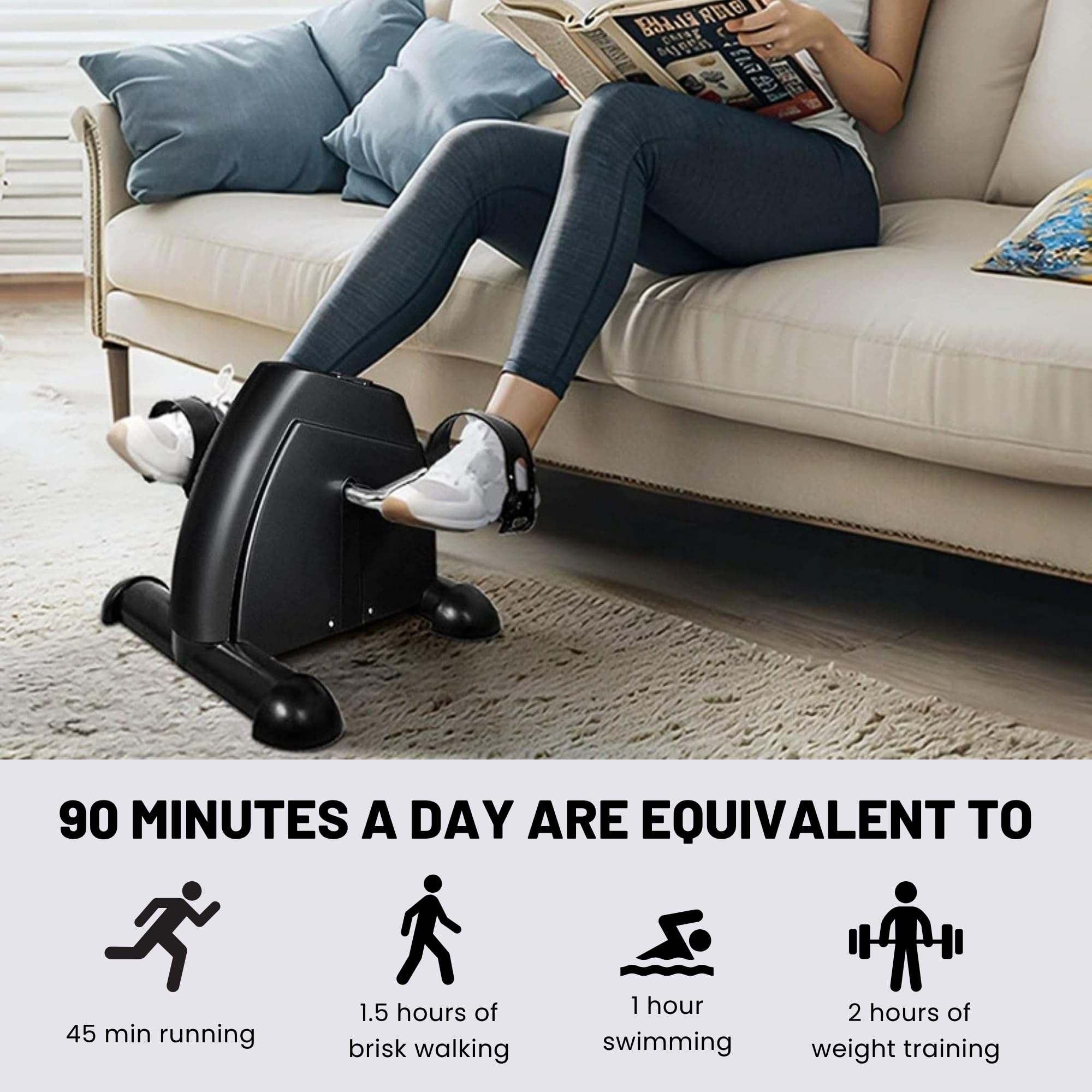 Pédalier d'Exercice, Mini Vélo d'Appartement, Pédalier Pliable, Pedalier D'Appartement, Vélo Elliptique pour Seniors et Adultes avec Écran, Résistance Réglable. Exercice à la Maison, au Bureau