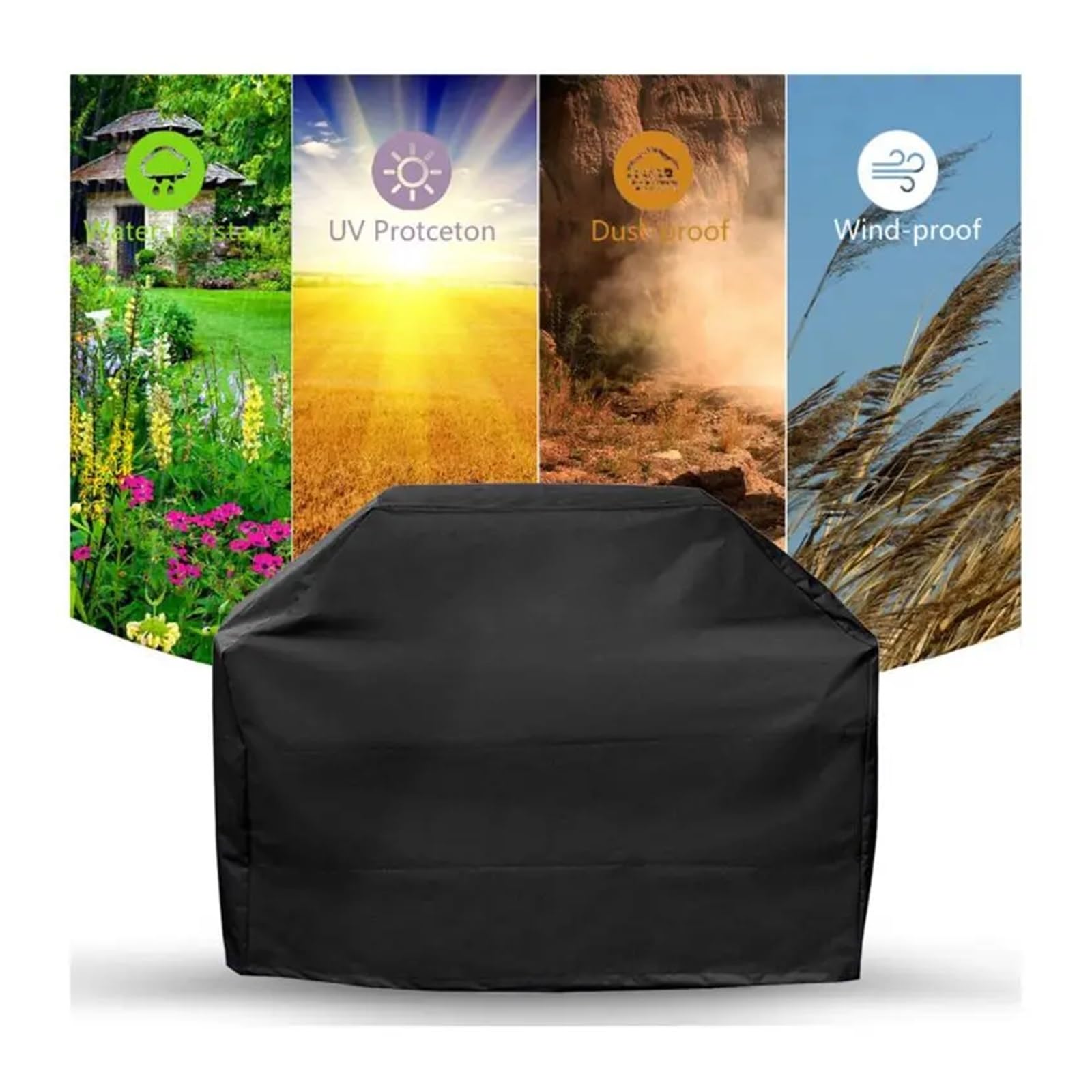 Funda para Parrilla, Funda para Barbacoa, Impermeable, Resistente, para Exteriores, protección contra la Lluvia, Color Negro