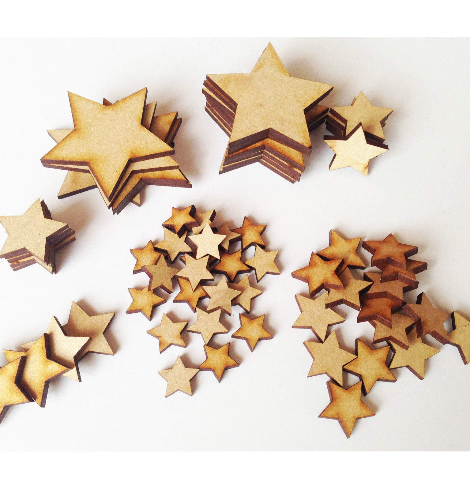 EliteKoopers 100mm Wooden Star Shape Plain Craft Tags For Christmas Blank Cutouts & Card Making (100Pcs)