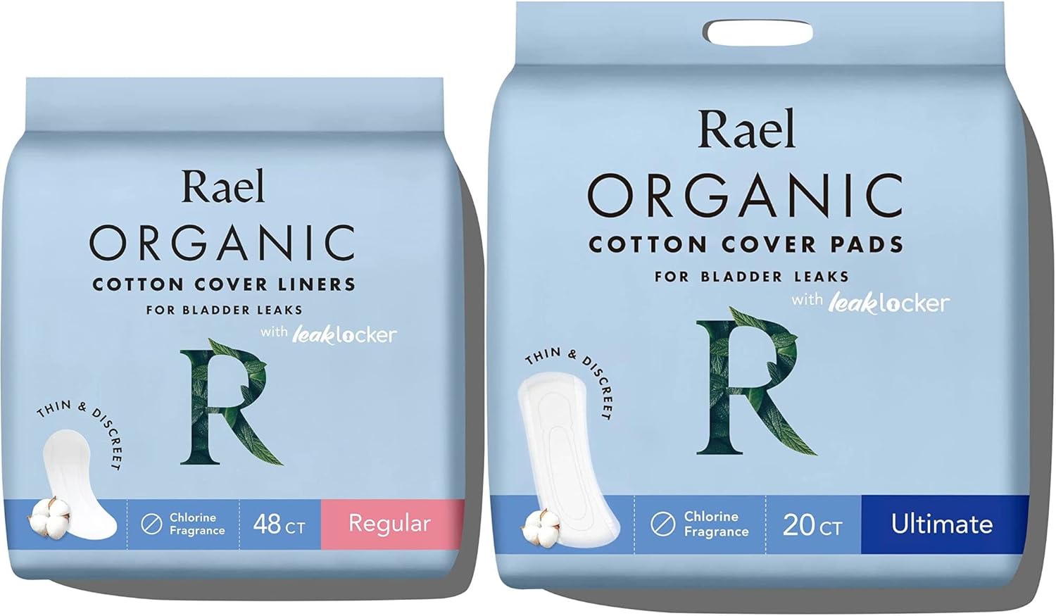 Rael Incontinence Bundle - Regular Liners (48 Count), Ultimate Pads (20 Count) Bladder Control, Postpartum, 4-Layer Core Protection with Leak Guard Technology