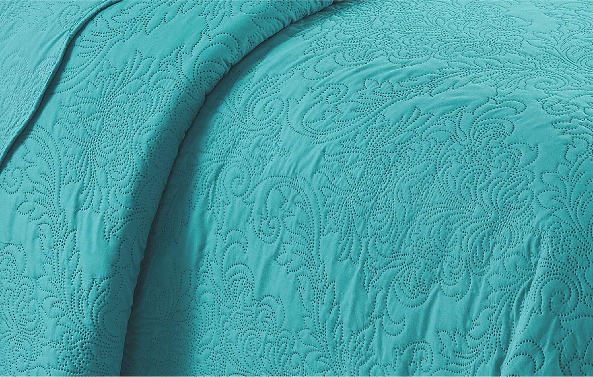 Home Collection Kids Zone 2pc Twin/Twin XL Over Size Elegant Embossed Bedspread Set Light Weight Solid Turqouise New# Stacy