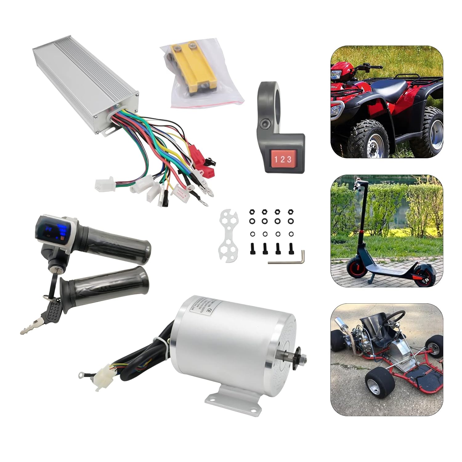 Electric Brushless DC Motor Kit, 2000W Electric Scooter Motor with 3 Hall Sensors & 3-Speed Switch 48V 4300rpm Motor for Snow Bikes Electric Motorbikes Go-Karts Scooters Atvs DIY