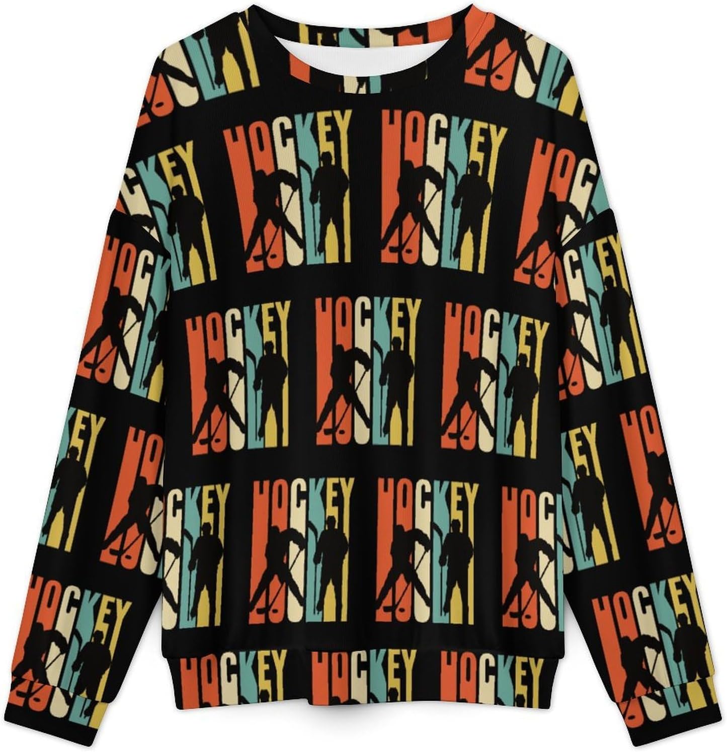 Ice Hockey Players Men's Sweatshirt Crewneck Pullover Long Sleeve T Shirts Top