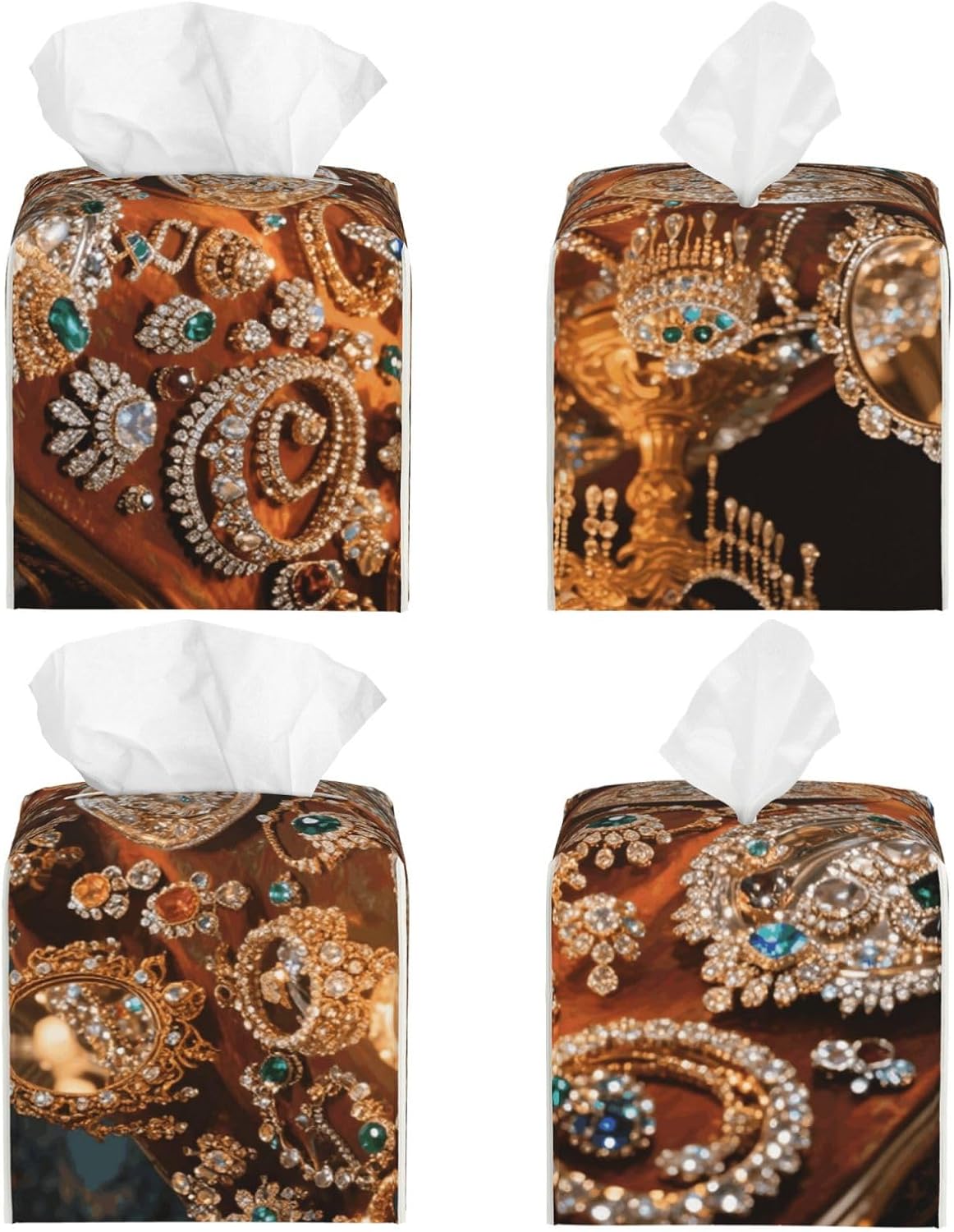 Pu Leather Cube Tissue Box Holders Modern Waterproof Square Tissue Box Cover Jewelry Feast Facial Paper Holder for Bathroom Kitchen Nightstand Office Home Decor image 2