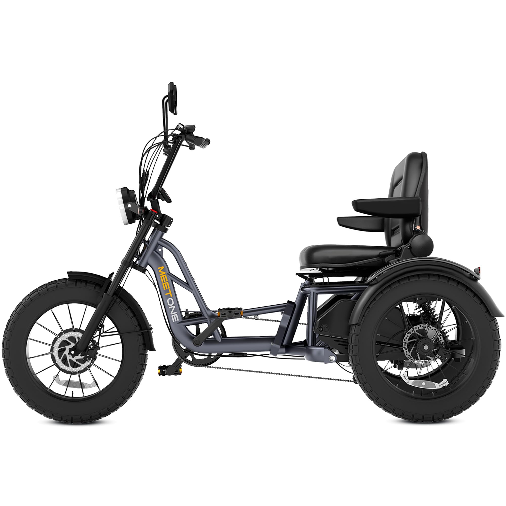 Tour 2400W Dual Motor Electric Tricycle for Adults, 48V 30AH Dual Battery Fat Tire Electric Trike, 25MPH 130Miles Full Suspension AWD Etrike (with an Extra Battery & Upgraded Folding Seat)
