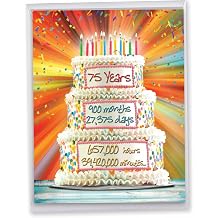 NobleWorks - 75th Birthday Greeting Card Jumbo 8.5 x 11 Inch - Milestone 75 Years Old, Fun Card for Birthdays from All of Us - Year Time Count 75 J9407MBG-US