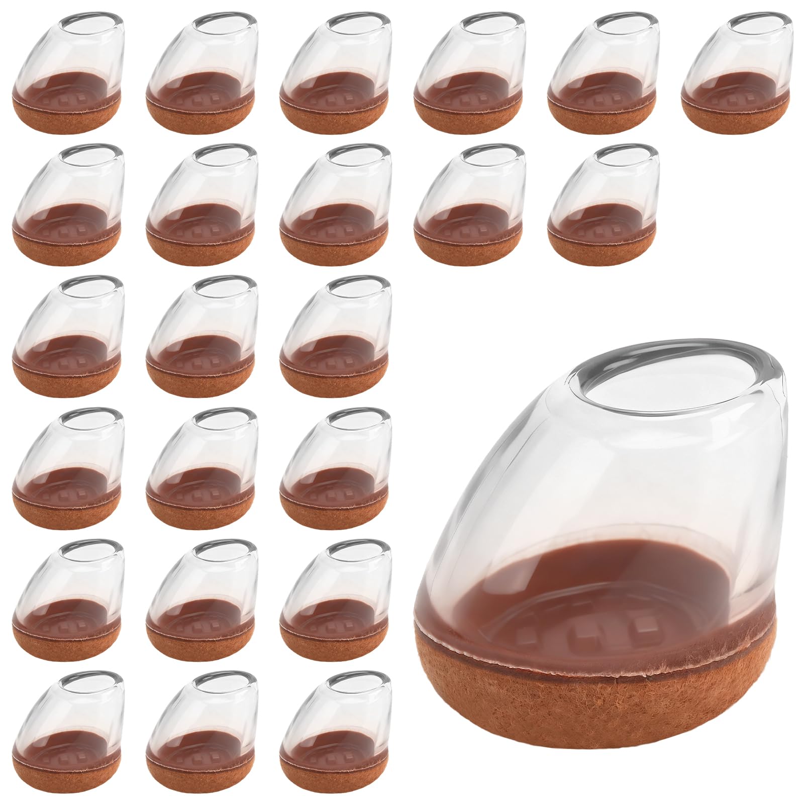 MAHIONG 24PCS Chair Leg Floor Protectors, Floor Protectors for Furniture Legs, Brown Chair Leg Caps, Furniture Pads for Furniture feet, Chair Leg Caps, (Fit:14-19mm)