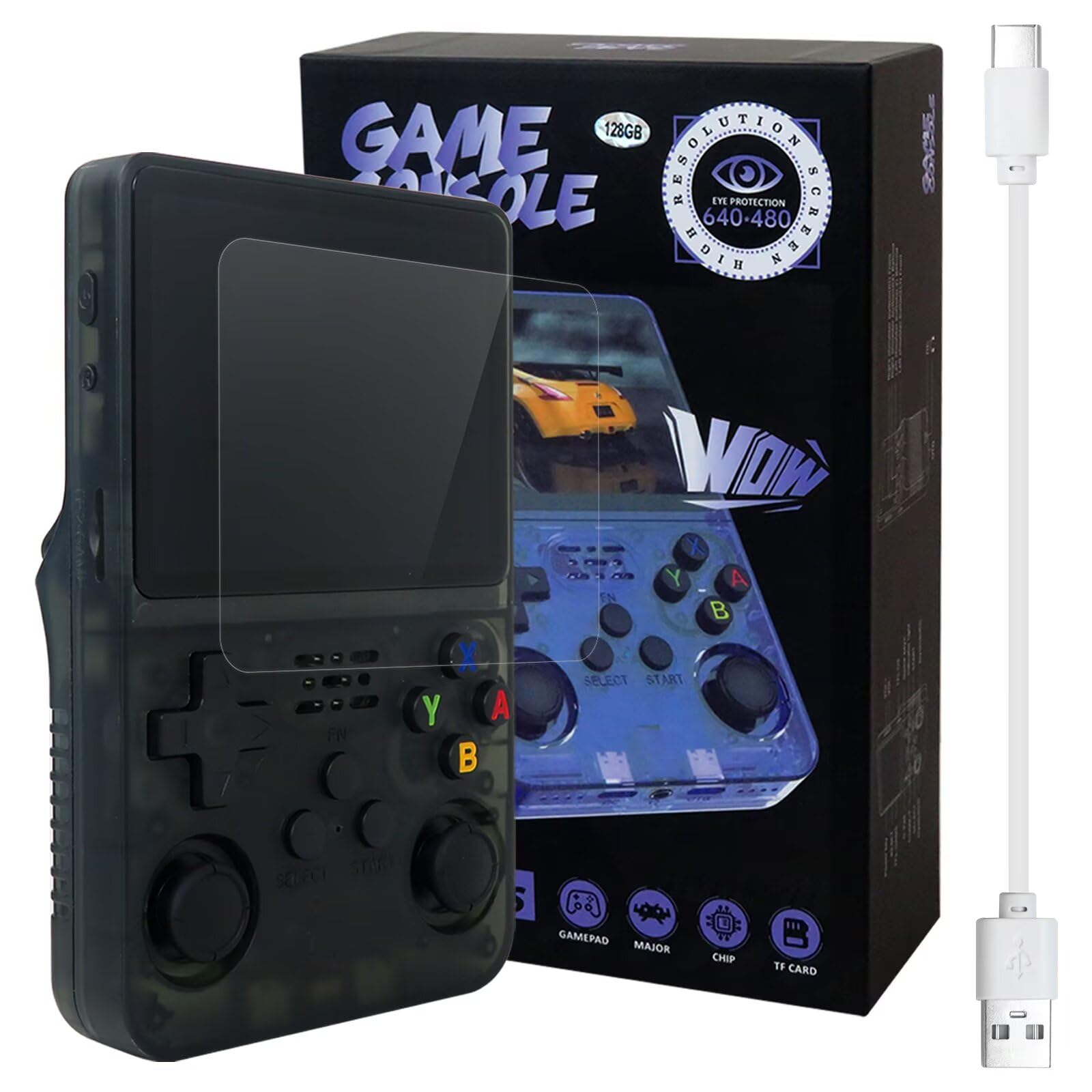 ゲームコンソール R36S 128G スケルトンブラック Amazon.com: Retrotech R36S Handheld Video Game Console with Build