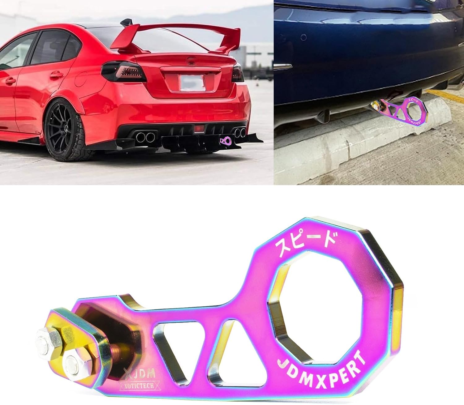 x xotic tech Auto Aluminum JDM Rear Tow Hook Kit Racing Style Trailer Towing Ring Decoration Car Accessories, Universal Fit Car, Truck, SUV, Most Vehicles (NEO) x xotic tech Auto Aluminum JDM Rear Tow Hook Kit Racing Style Trailer Towing Ring Decoration Car Accessories, Universal Fit Car, Truck, SUV, Most Vehicles (NEO)