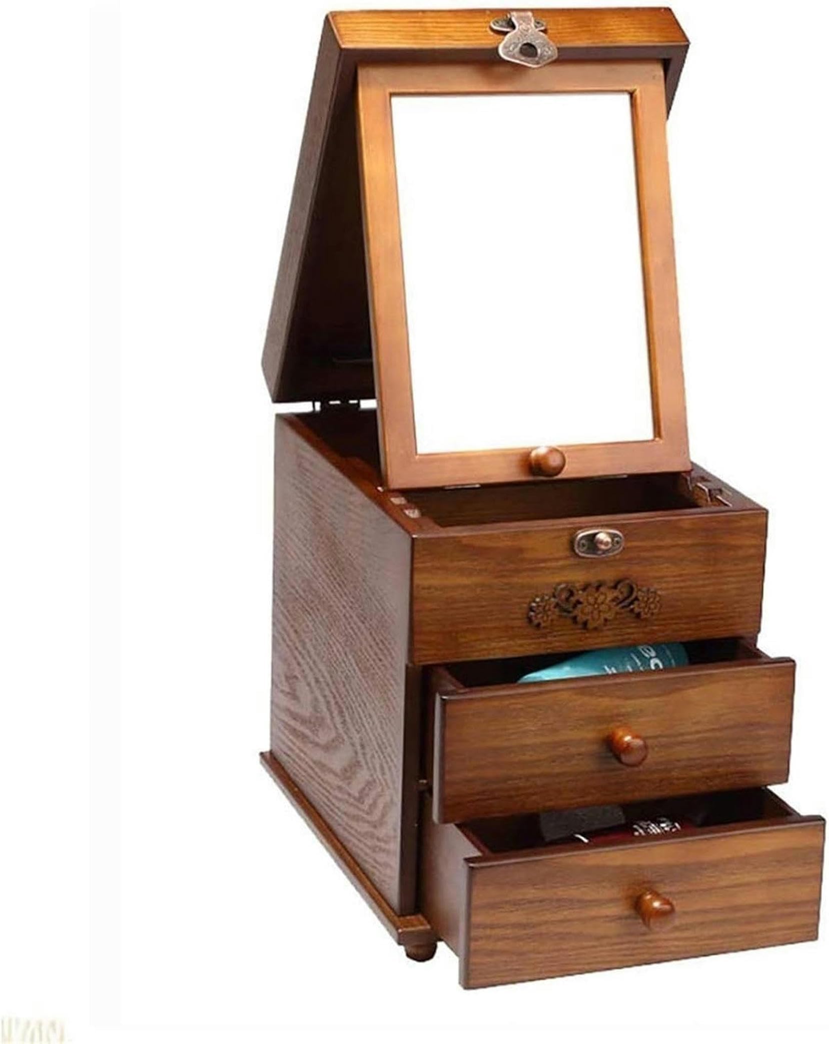 Portagioie – Organizer in legno antico con rivestimento in velluto per braccialetti e accessori – Design portatile per viaggiare facilmente