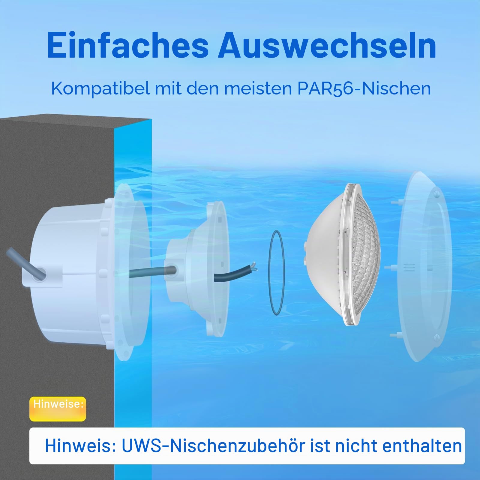 PAR56 LED Poolbeleuchtung, 20W Poolscheinwerfer RGB Dimmbar Farbwechsel 800lm, 12V AC Schwimmbadbeleuchtung mit Fernbedienung, 2/4/6H Timer, für Folien Fertig und Betonbecken, 2er-Pack