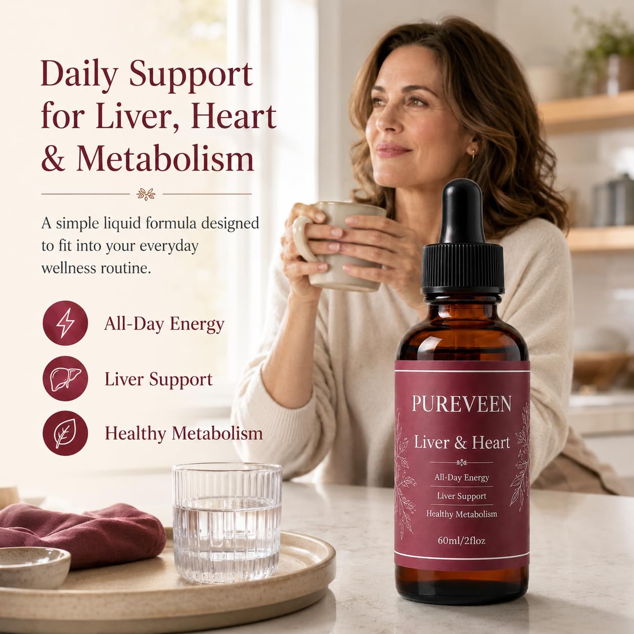 PUREVEEN Liver Support Liquid Drops, Liver Cleanse Detox & Repair Drops with Cold-Pressed Milk Thistle Extract & 4 Essential Minerals, Immunity Support & Daily Cleanse 2 Fl Oz — Amazon image 2