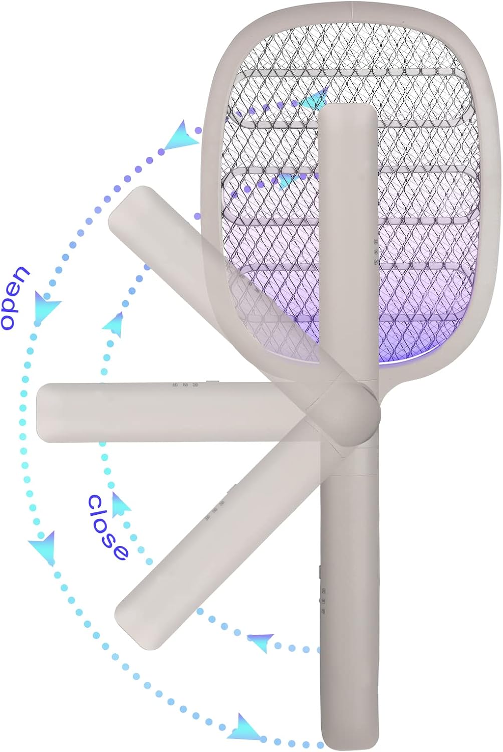 Night Cat Bug Zapper Racket with Attractive Purple Lamp Light and Foldable Handle Electric Fly Swatter Racquet Electronic Mosquito Killer with USB Rechargable 3000V