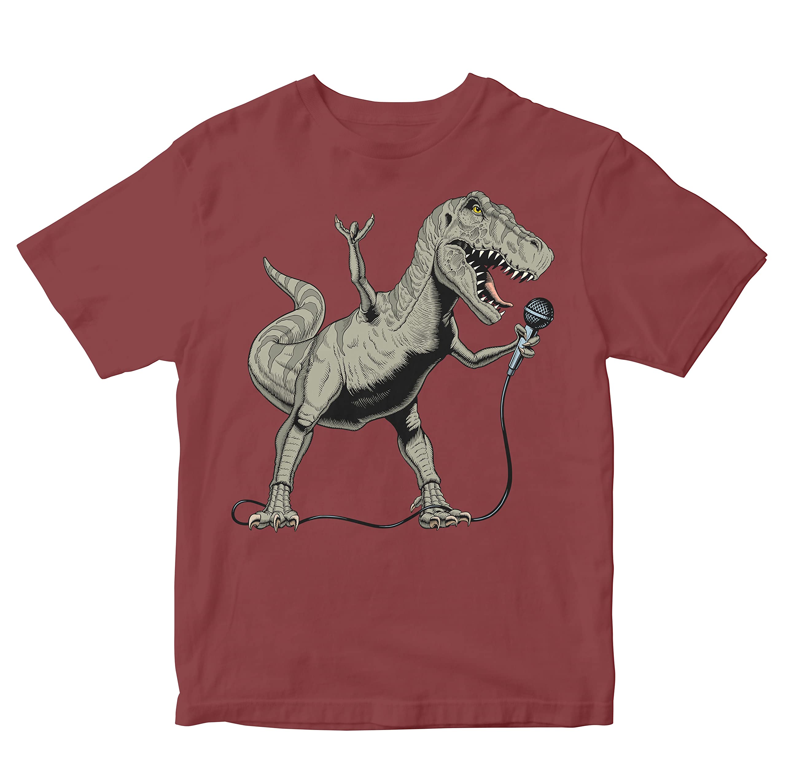 HeybrohKids T-Shirt T-Rex Singer - Karaoke 100% Cotton Boy's Girl's Regular Fit Unisex T-Shirt