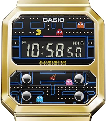 Amazon.com: G-Shock Men's A100WEPC-1B Pac Man Vintage Watch, Gold/Black :  Clothing, Shoes \u0026 Jewelry
