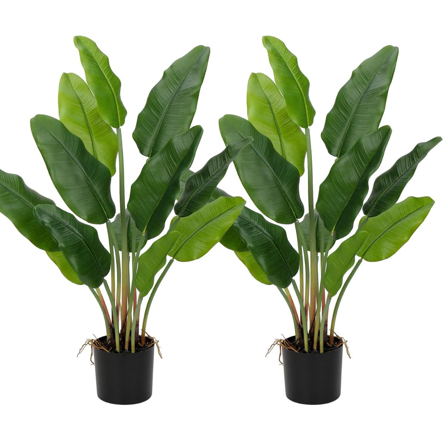 Home Bloom Artificial Monstera Deliciosa Plant in Pot, 28" Fake Palm Tropical Split Leaf Tree, 2.4ft Faux Monstera Plant for Indoor Outdoor Decoration, 8 Leaves (Bird of Paradise-2pack)