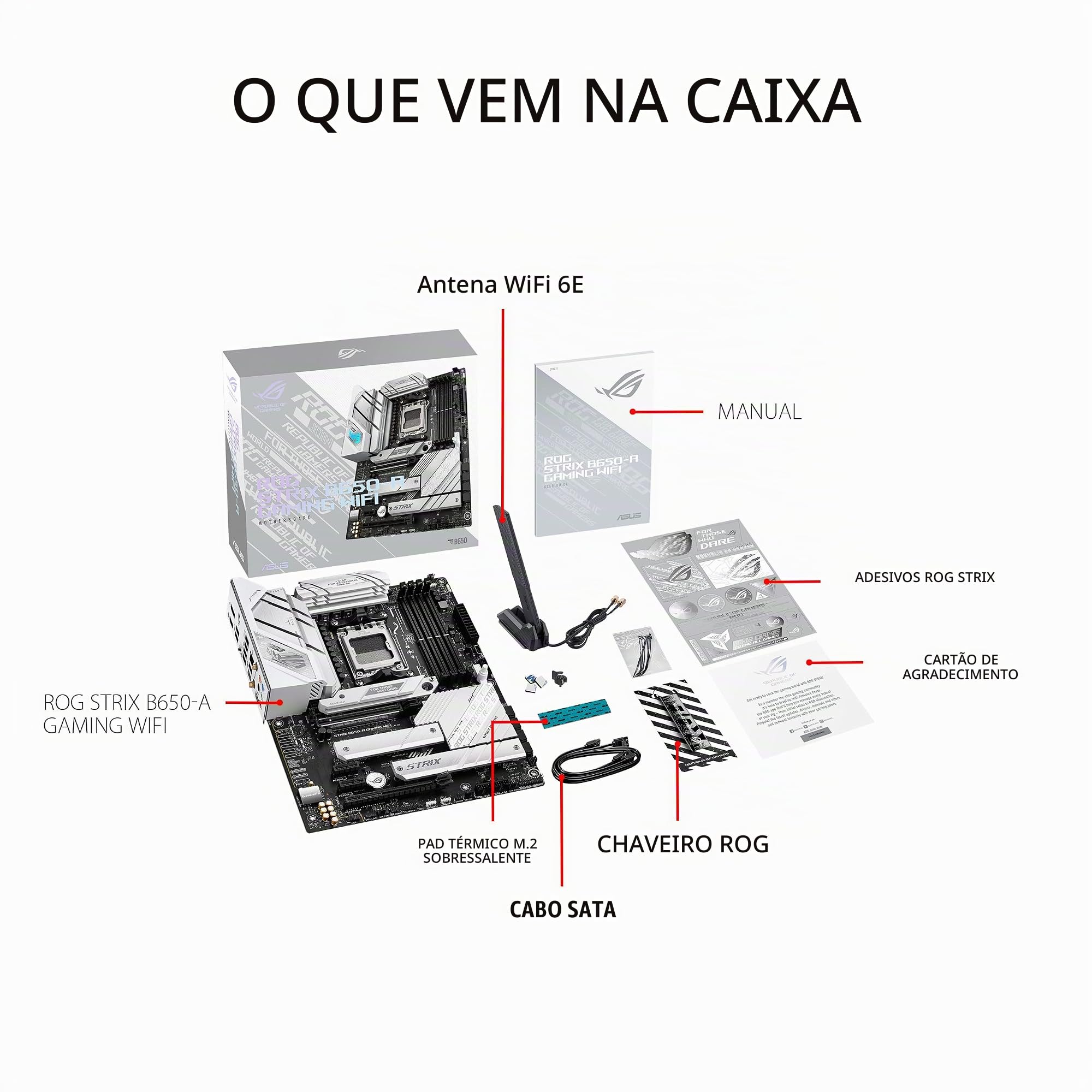 Placa Mãe Asus ROG STRIX B650-A Gaming WIFI, Chipset B650, ATX