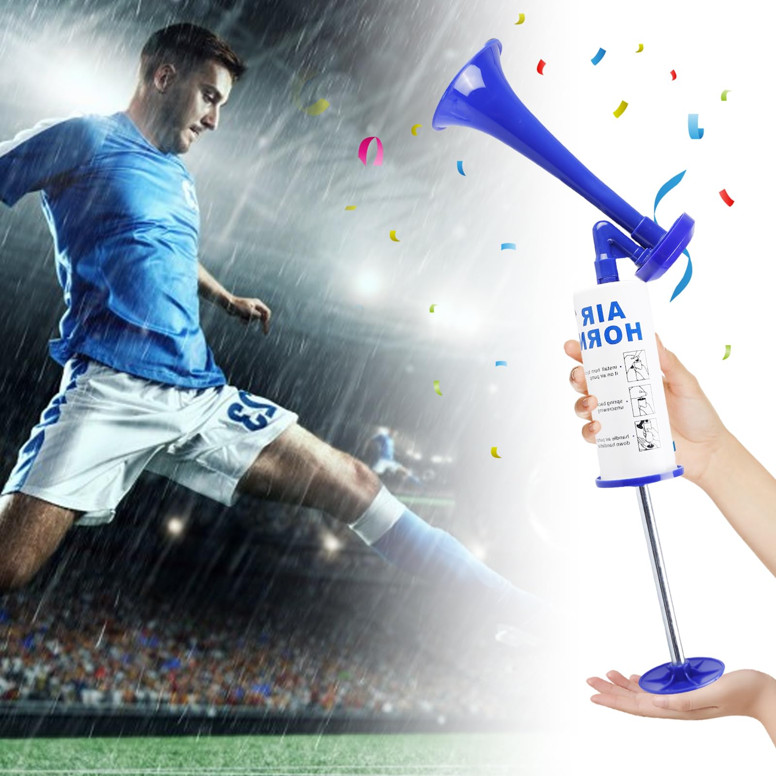 Corno da Stadio, Fanfare Air Horn Estremamente Rumoroso - Tromba Manuale Con Pompa Ad Aria Compressa per Sport