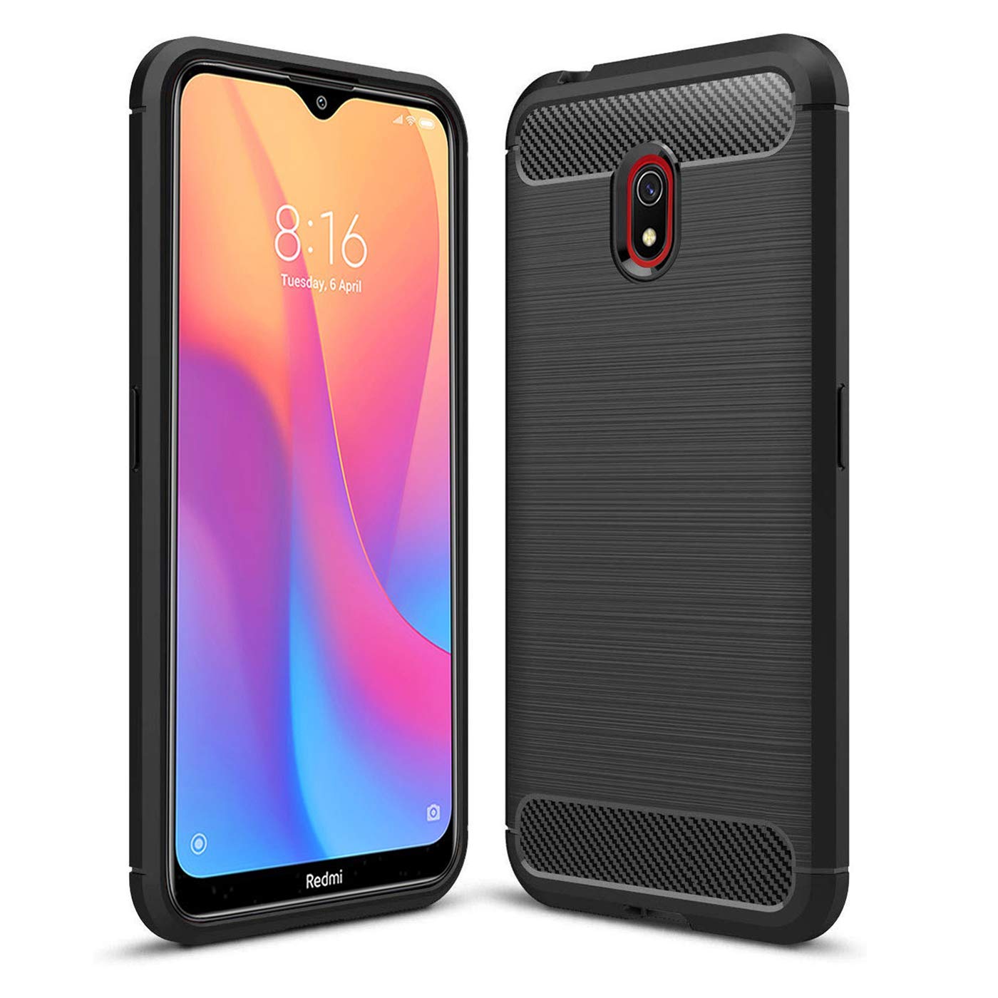JGD Products Redmi 8A Carbon Fiber Armor Drop Tested Shock Proof TPU Back Case Cover for Redmi 8A