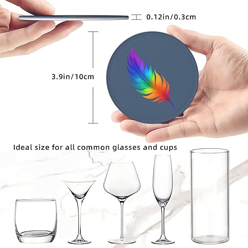 Miniatura 8 de Juego de 6 posavasos redondos de piel sintética con soporte para exteriores, oficina, bar, divertida decoración de escritorio resistente al calor