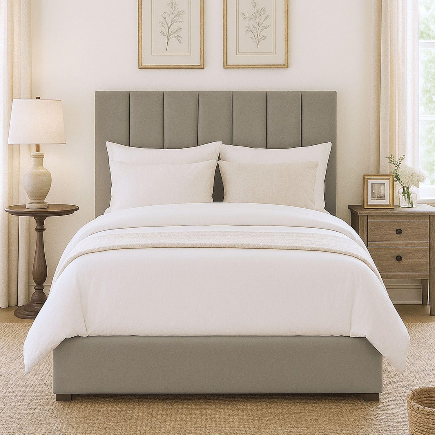 Menzzo Lit Coffre SONGE 140x190 cm Velours Taupe – Lit Double avec Sommier Relevable et Grand Espace de Rangement – Lit Design Moderne Chambre Adulte
