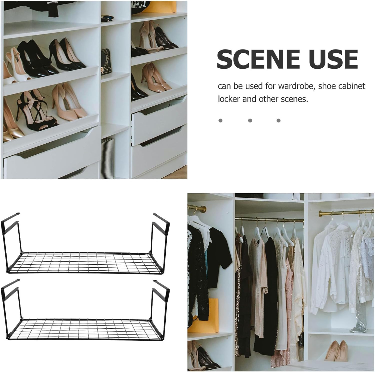 YARNOW 2pcs Hanging Shoe Organizer Rack, Iron, No Drilling, Black