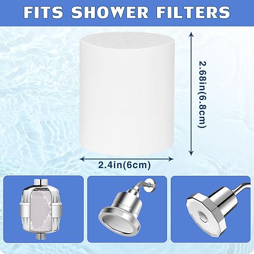 Miniatura 2 de Paquete de 8 cartuchos de repuesto de filtro de ducha de 20 etapas, filtro de cabezal de ducha compatible universal para agua dura, diseño de
