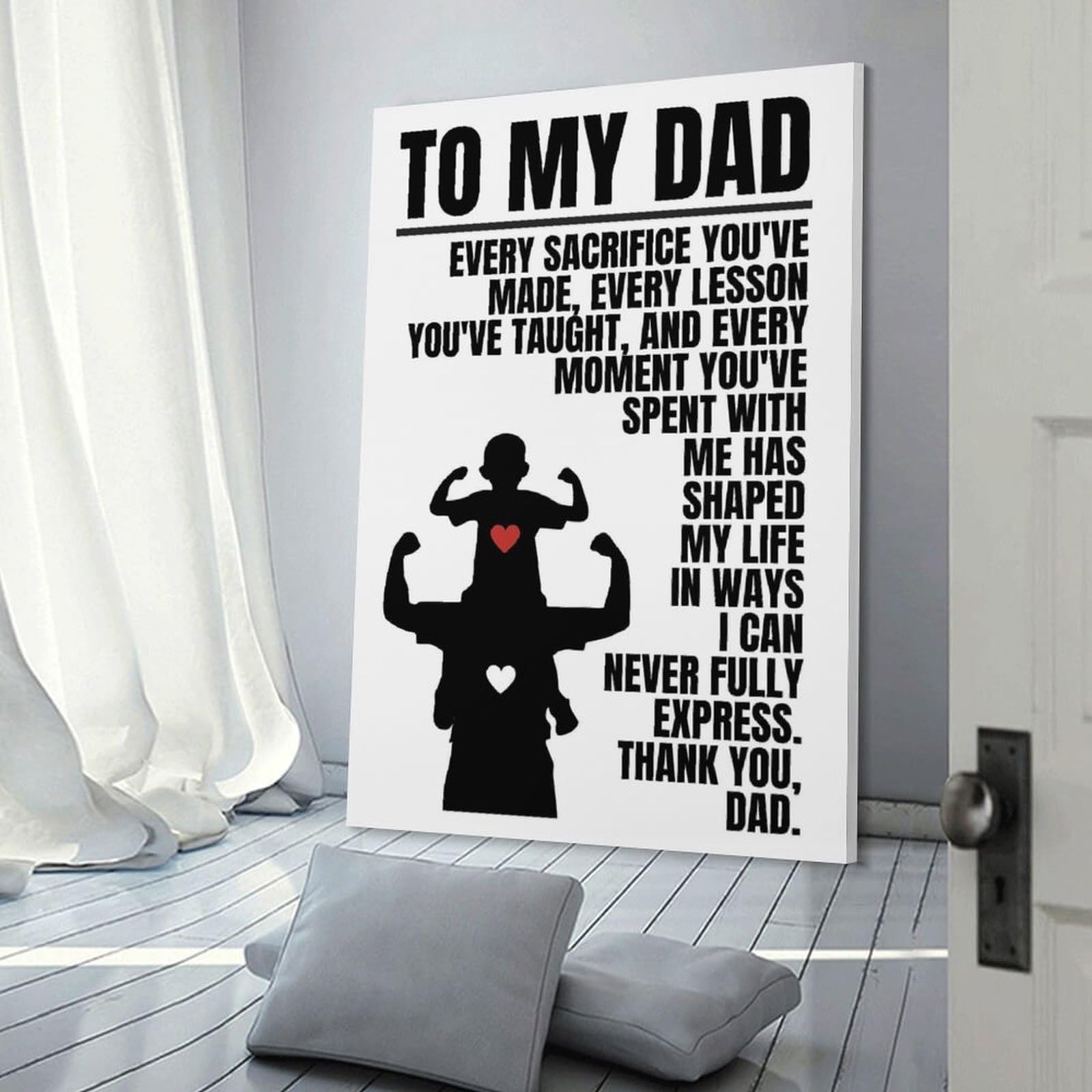 Junmoney To My Dad - Fathers Day Card Room Decor Wall Art, 24x36inch(60x90cm), for Living Room, Lounge Or Sitting Room, A Home Accent with Warm Character